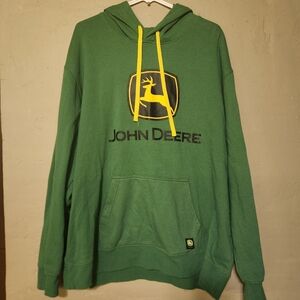 JOHN DEERE Hoodie Big Logo Green Yellow Workwear XXL Sweatshirt